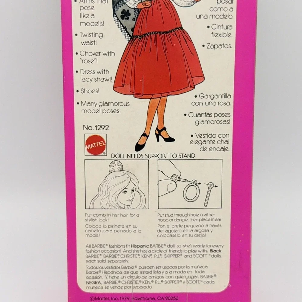Vintage 1979 Hispanic Barbie Fashion Doll Mattel No 1292 12in In Box Taiwan